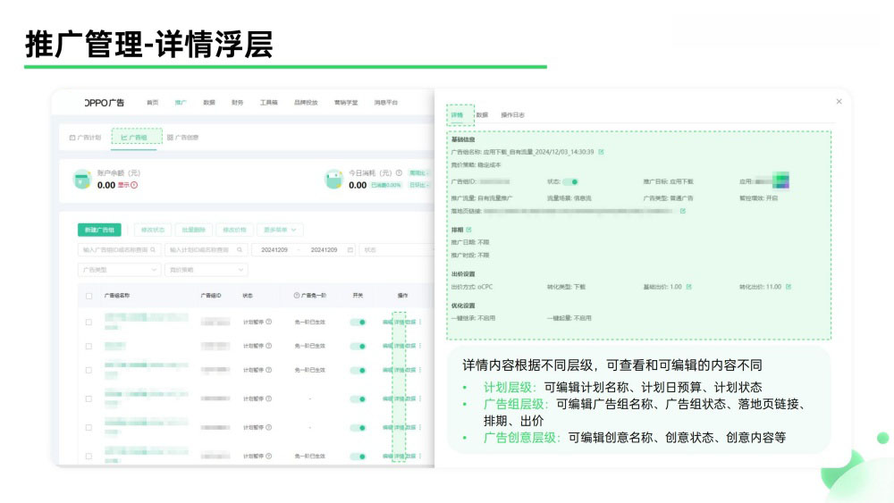 OPPO广告计划详情浮层