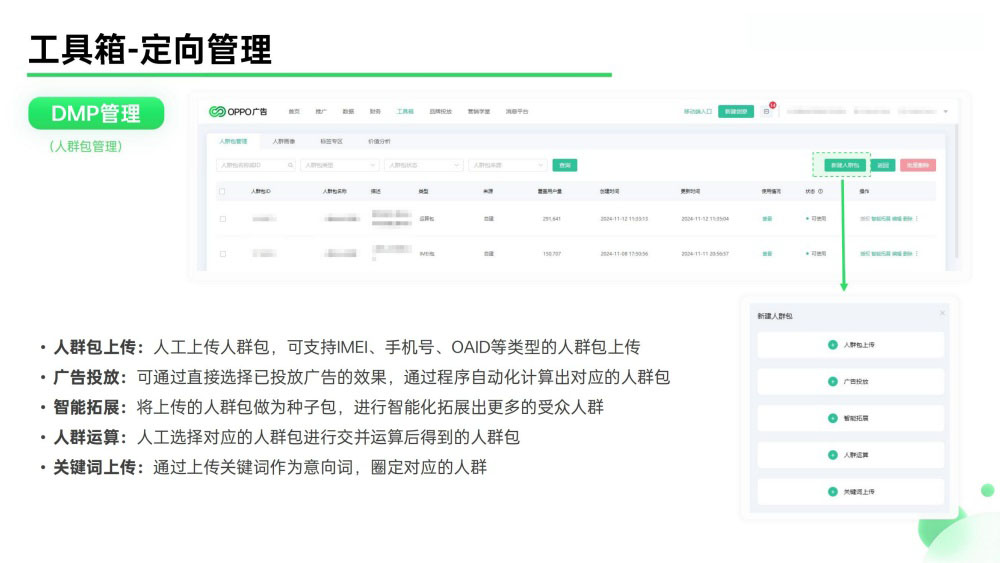 OPPO营销DMP人群包管理